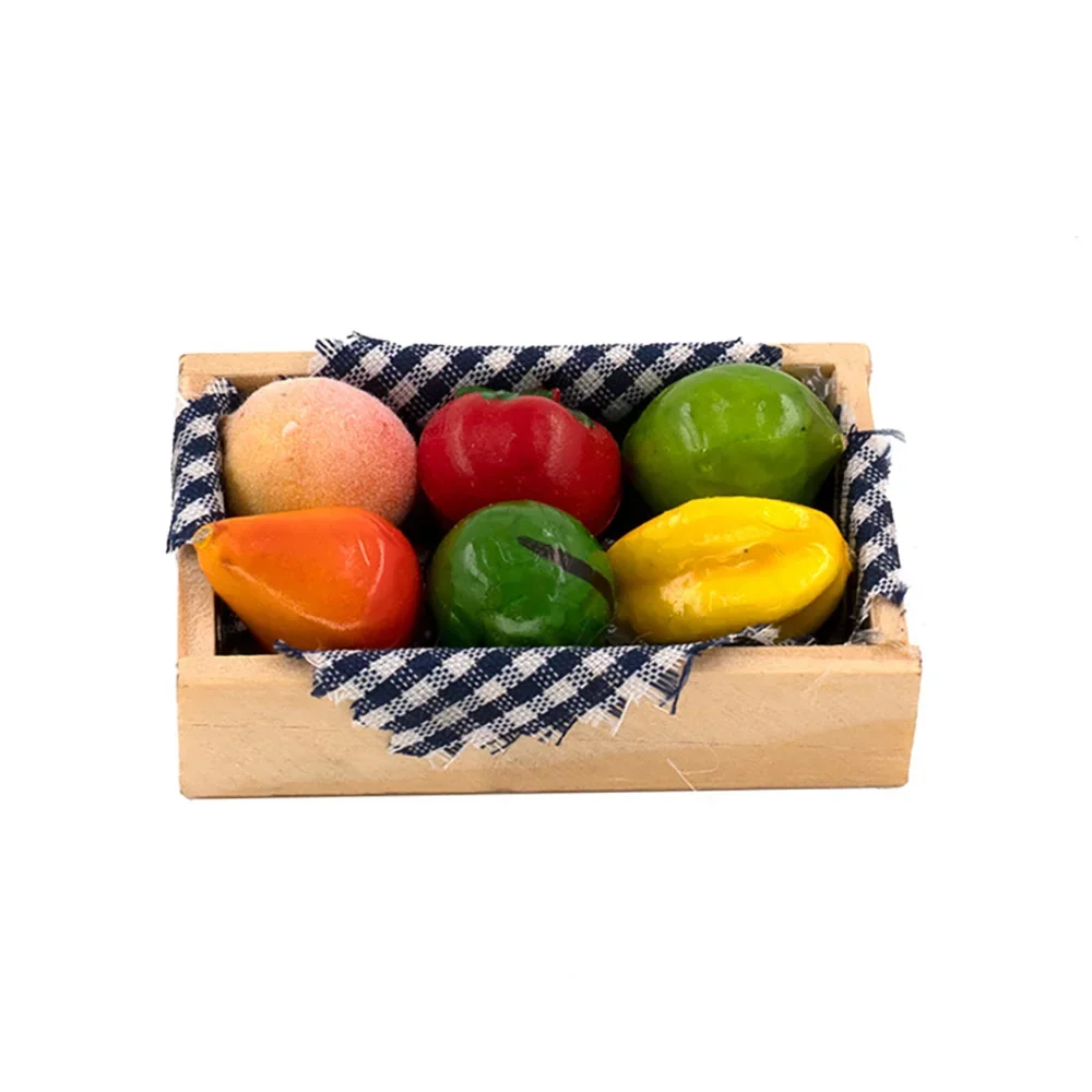 1/12 Dollhouse Miniature Accessories Mini Fruit Set with Box Simulation Food Model for Doll House Decoration ob11