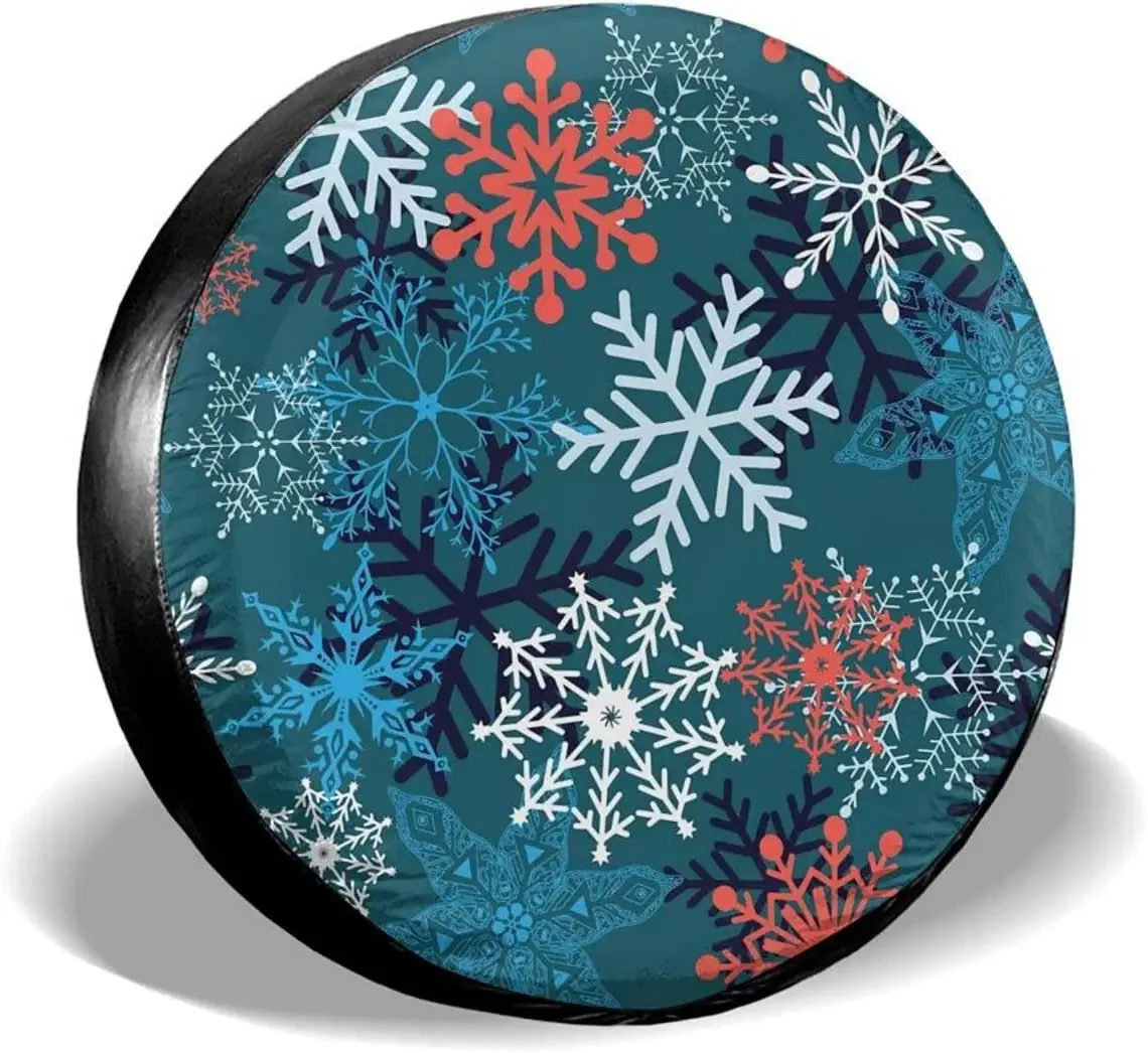 Delumie Fall Decor Multi-Colored Snowflakes Form Spare Tire Covers Cute Car Accessories for Women Rv Tire Covers for Trailers Je