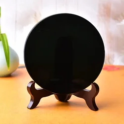 Mexican Obsidian Mirror Stone Disc Home Decoration