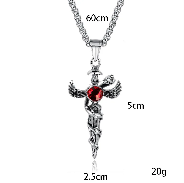 Men\'s titanium steel necklace long cross pendant Men\'s versatile clothes pendant gift