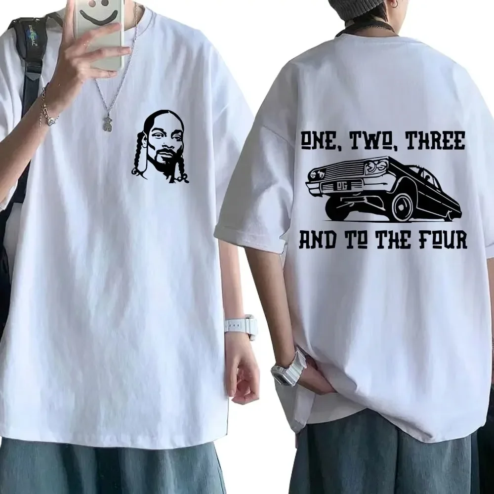 

2024 Rapper Snoop Dogg Print T Shirt One Two Three and To The Four T Shirts Men's Fashion Cotton Hip Hop Cool T-shirt Streetwear