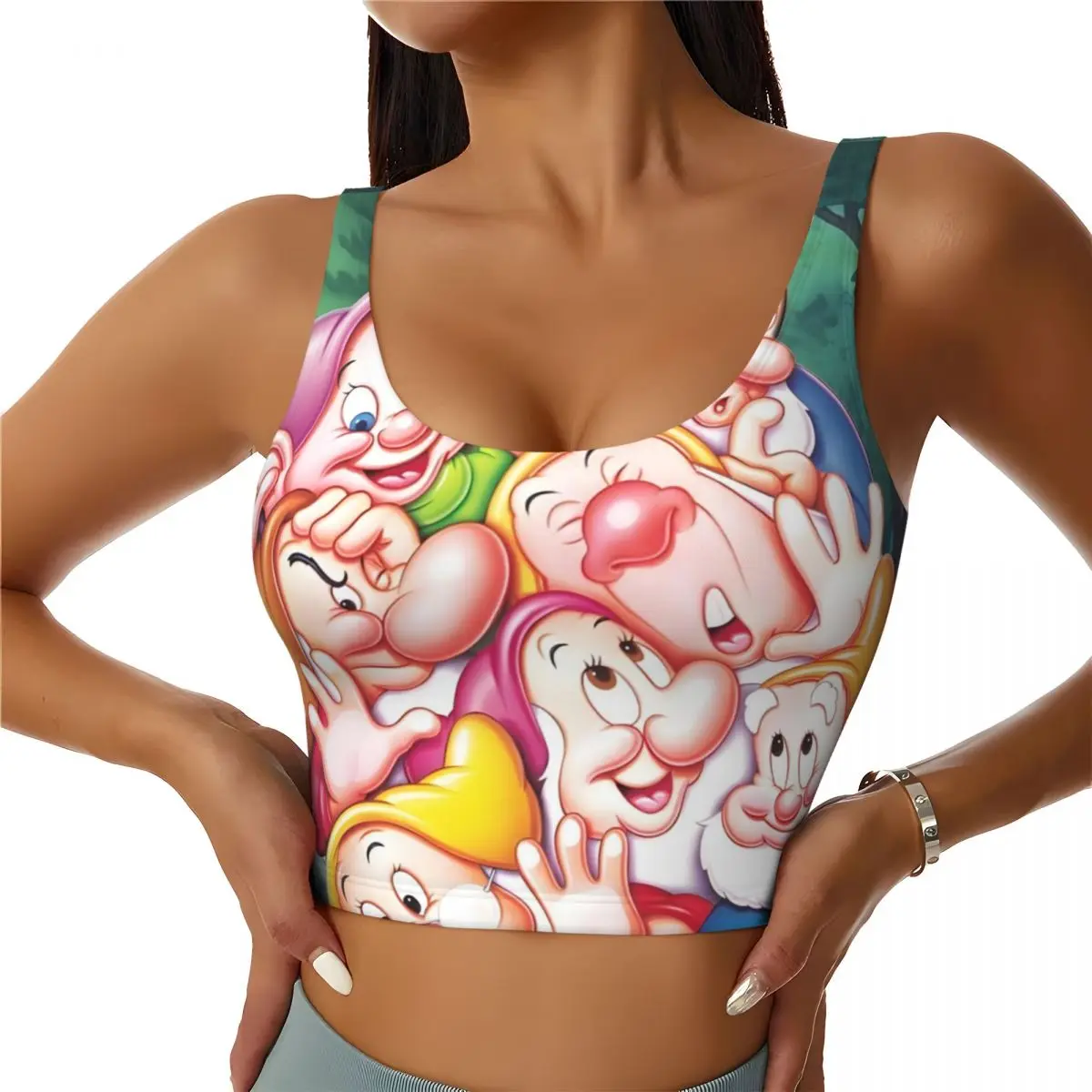 

Custom Women Snow White And The Seven Dwarfs Sports Bra Film High Impact Gym Workout Yoga Crop Tank Tops