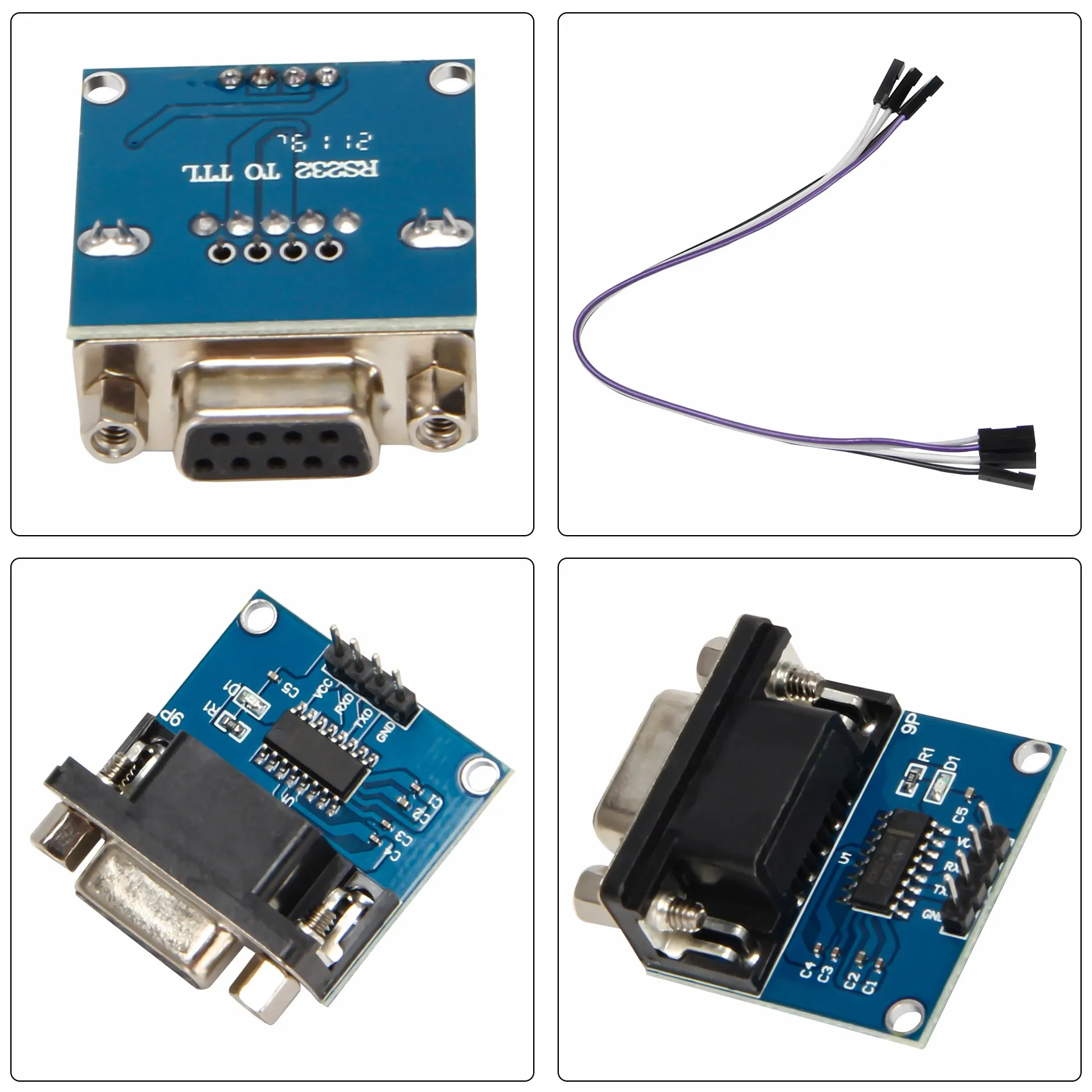 [A90P] MAX3232 RS232 Serial Port To TTL Converter Module DB9 Connector W/ 4 Jump Cables