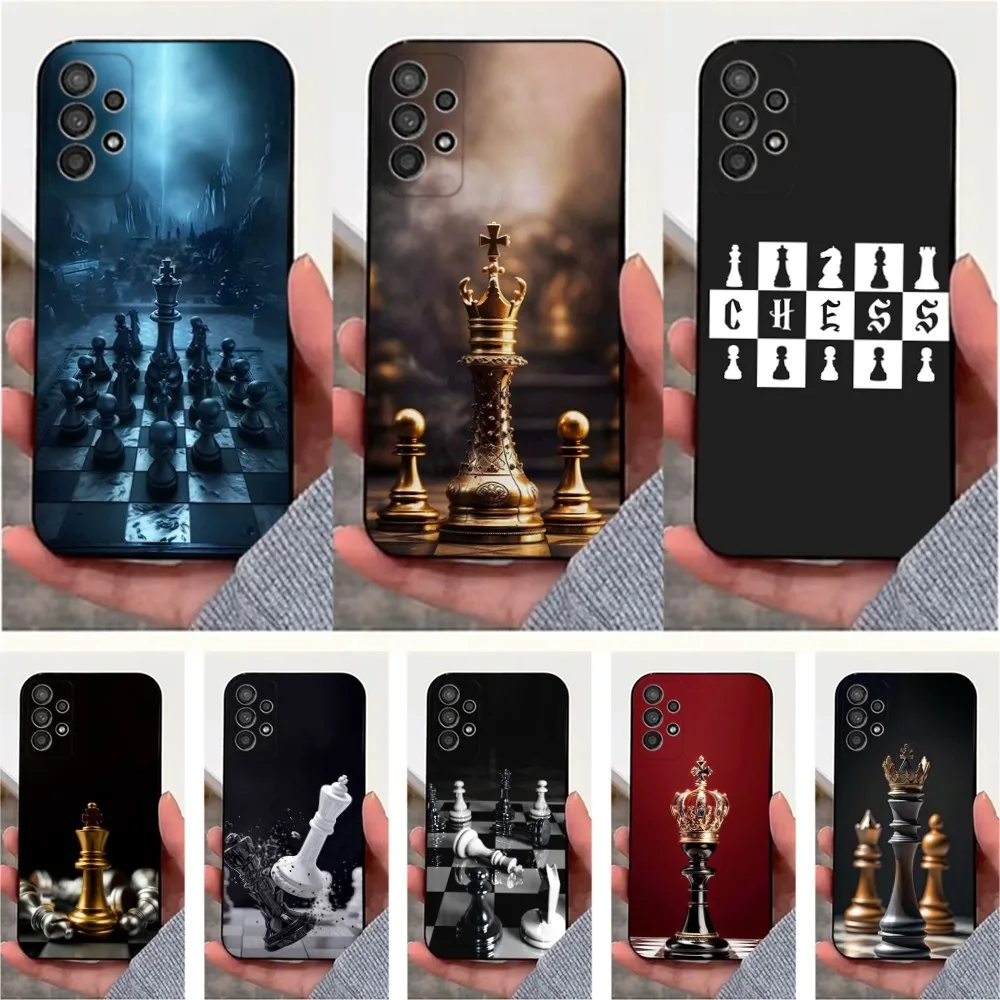 

Board Pieces Chess Phone Case For Samsung S25,S24,S23,S22,S20,S21,S10,Ultra,Plus,Lite,FE,Soft Silicone Black Cover