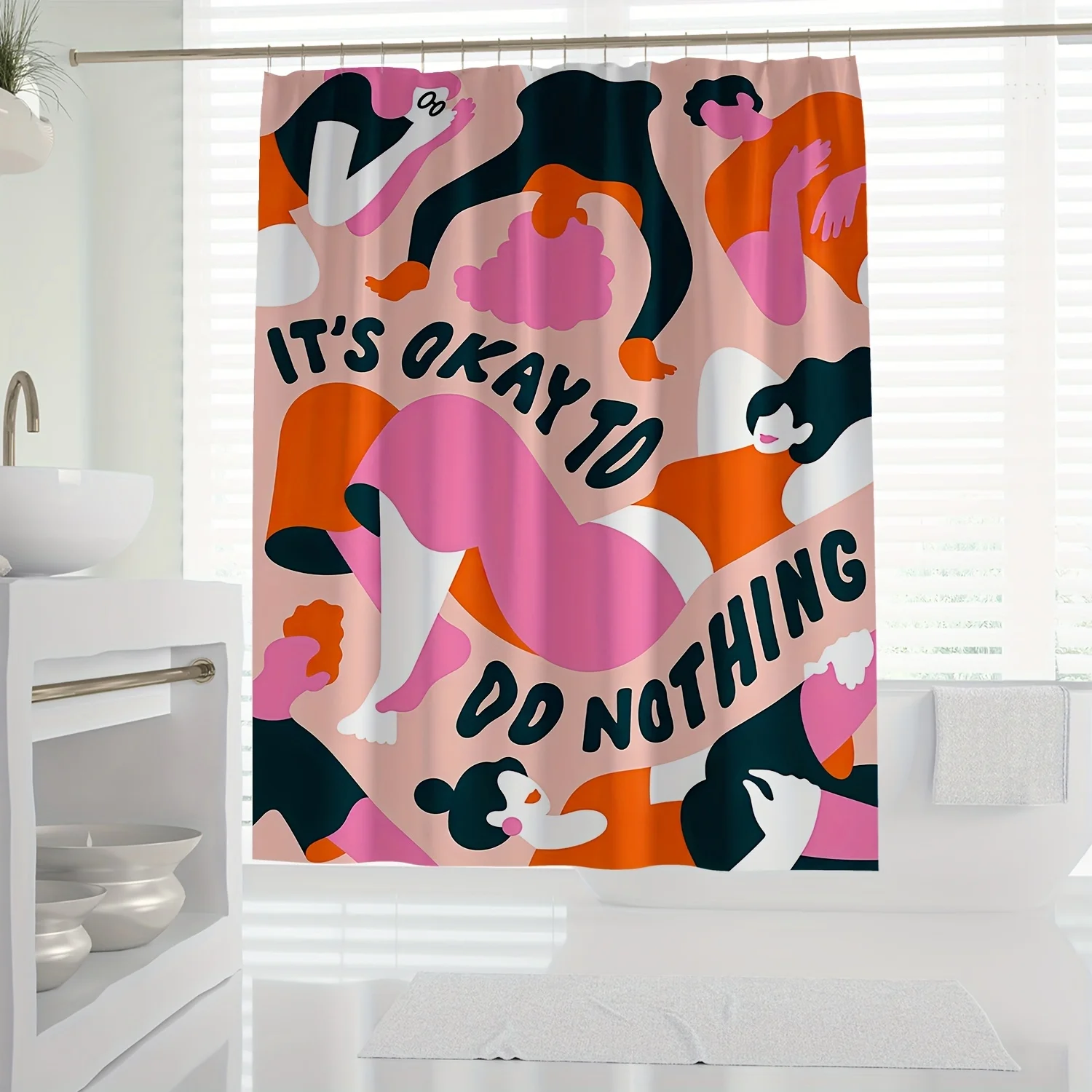 

1 шт. современная абстрактная красочная модная занавеска для душа, цифровая печать, декор для ванной комнаты, водостойкая ткань, с «Это в порядке»