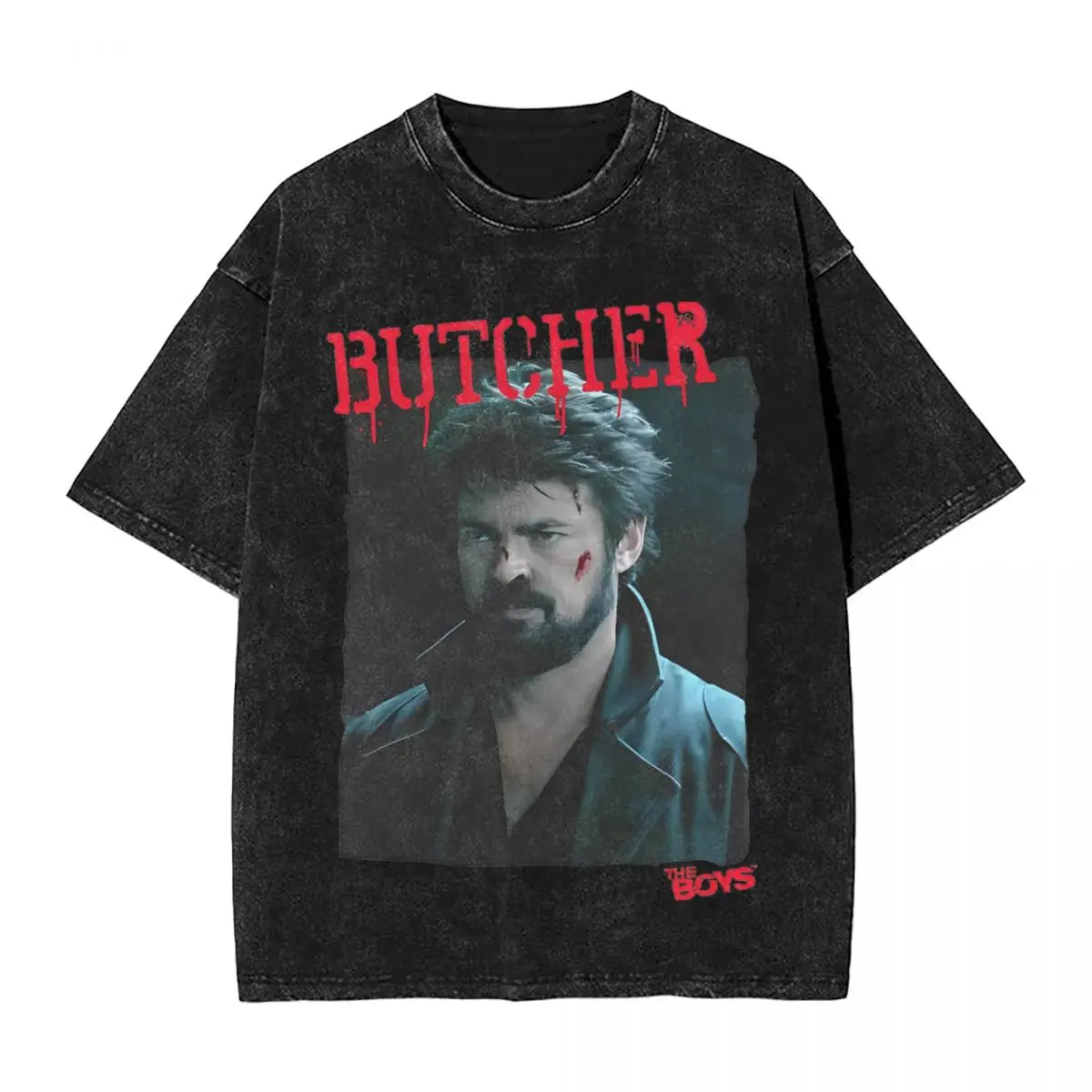 Butcher Vintage The Boys Washed T Shirts Streetwear Hip Hop Vintage T-Shirts Tees Men Women Short Sleeve High Street Graphic