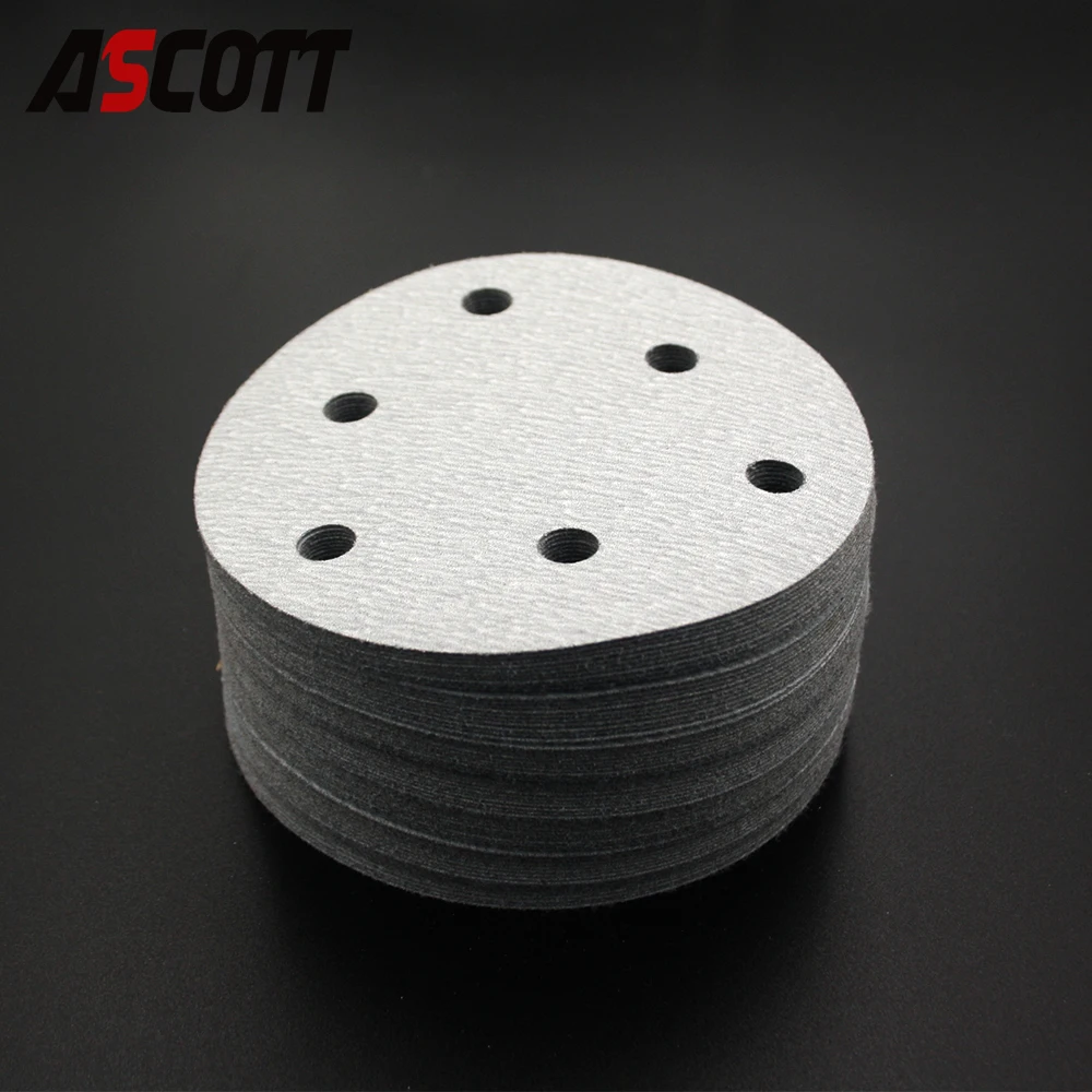 5Inch 125mm 6 Hole Sandpaper Woodworking Metal Grinding Disc Abrasive Polishing Tool 60-1000 Grit Sanding Discs for Car Grinding