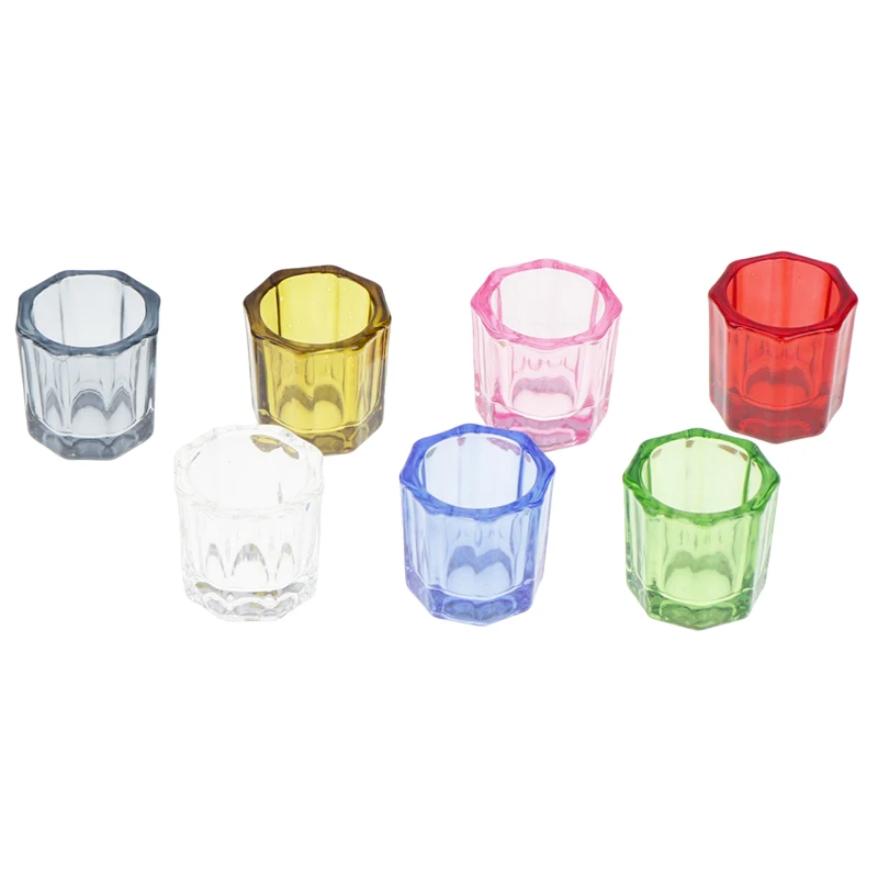 1PCS Dental Glass Mixing Bowl Octagonal Mixing Cup For Dental Powder Manicure Liquid Stirring Container Mixing Cup Tools