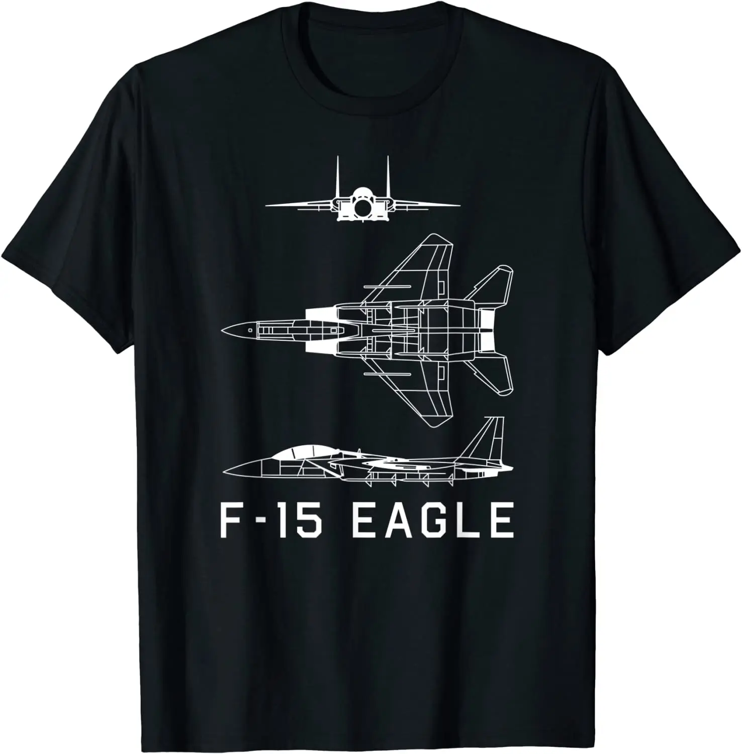 

F-15 Eagle American Jet Fighter Plane Blueprint Men T-Shirt Short Sleeve Casual Cotton O-Neck Summer TShirt