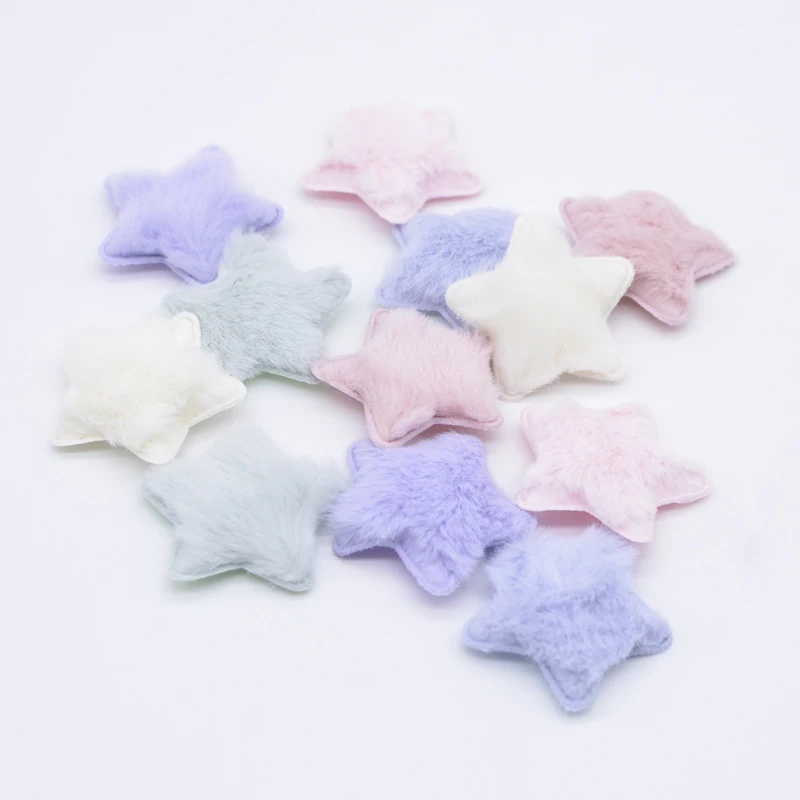 24Pcs 35mm Padded Plush Star Patches for DIY Hat Shoes Cloth Toy Accessories Crafts Baby Headwear Bow Decor Appliques