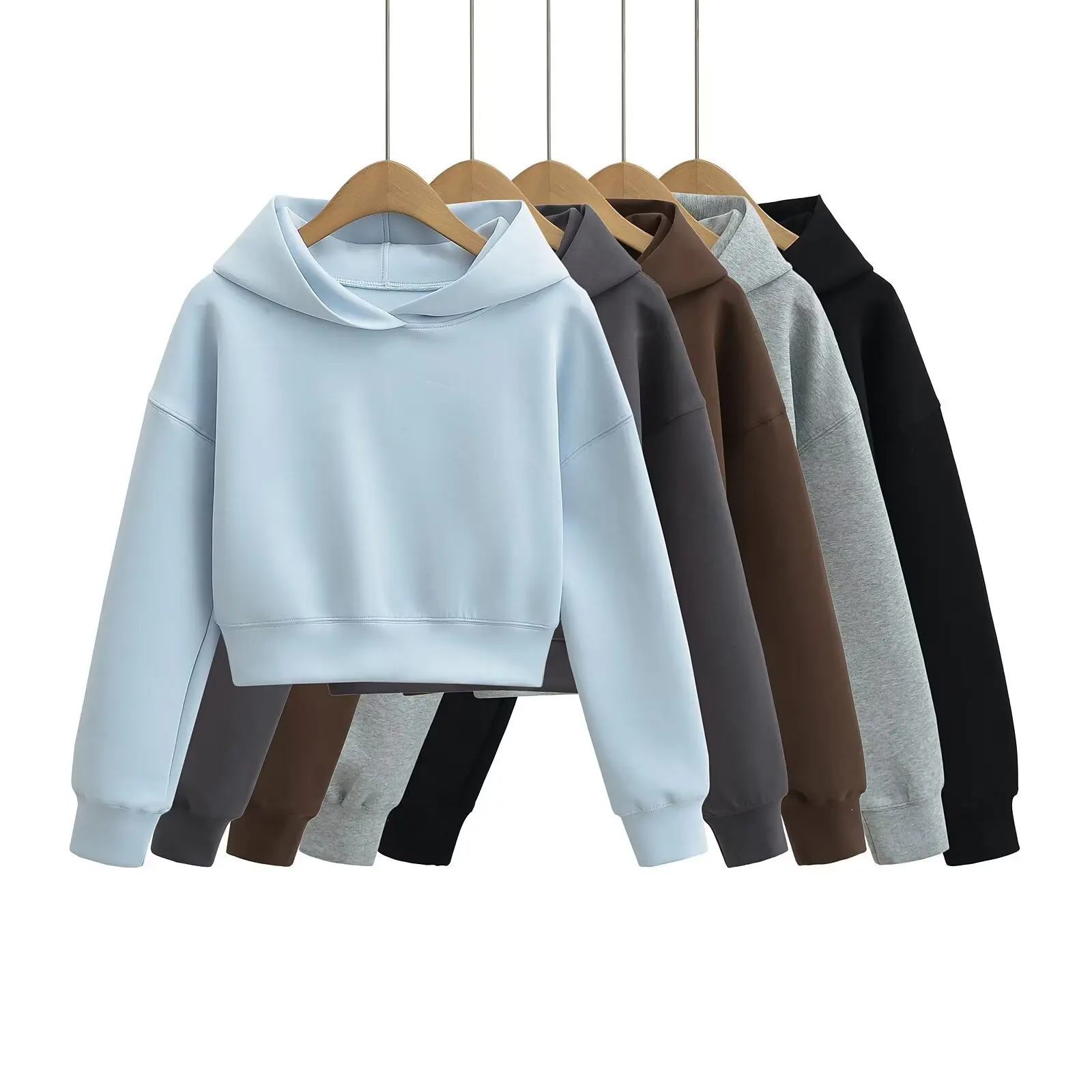 Sudadera corta con capucha para mujer, Top holgado de manga larga, estilo perezoso, Hottie americano, primavera y otoño, nuevo