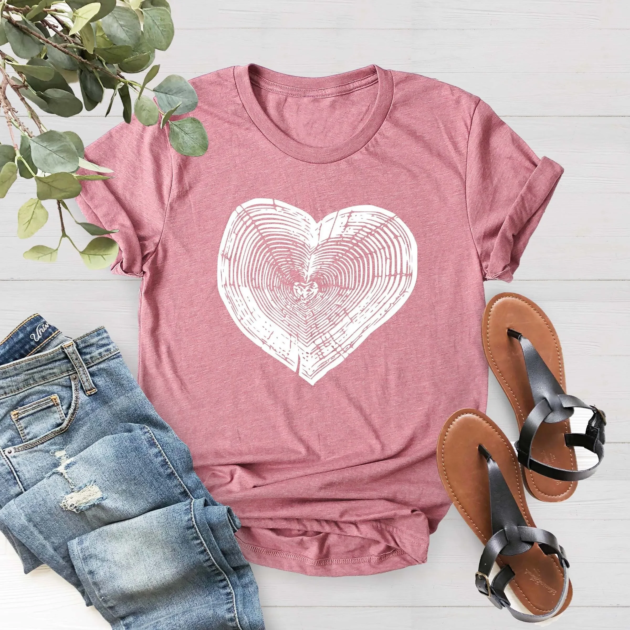 Tree Trunk HearT T Shirt Wood Slice Camping Hiking Nature Life For Mother Campers ForesT