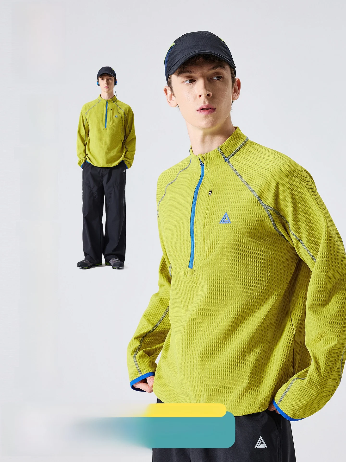 LAZY DAY Outdoor Long Sleeve T-Shirt Men's Moisture Wicking Half Zip up Quick Dry Sportswear Casual Style Polyester Fiber
