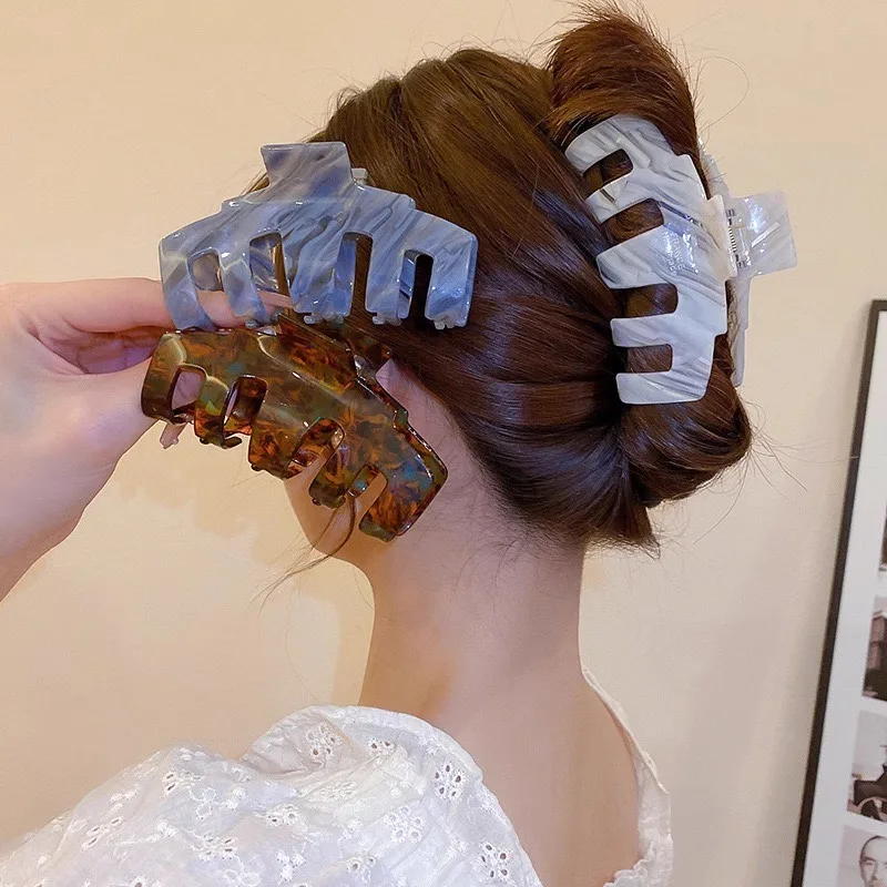 

French acetic acid grab clip lazy high-end hairpin women's head large clip 2024 new shark clip headdress