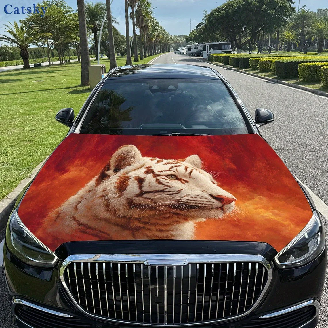 

Tiger Car Vinyl Wraps - Suitable For Most Engine Hood,Bubble-free Design,Waterproof,Cleanable And Convenient Durable Car PVC Sti
