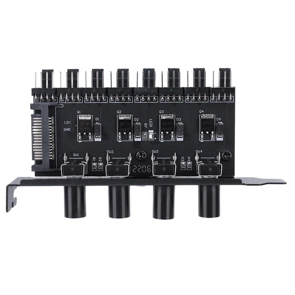 CPU Koelventilator HUB SATA/4 Pin Adapter 8 Kanaals PWM Hub Koelventilator Snelheidsregelaar 4 Knop PC Case Koelventilator Hub