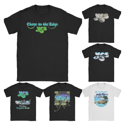 Imagen 1 del producto Camisetas para hombres y mujeres cerca del borde sí banda Humor Camiseta de algodón puro manga corta Rock Music Legend camiseta cuello redondo Tops