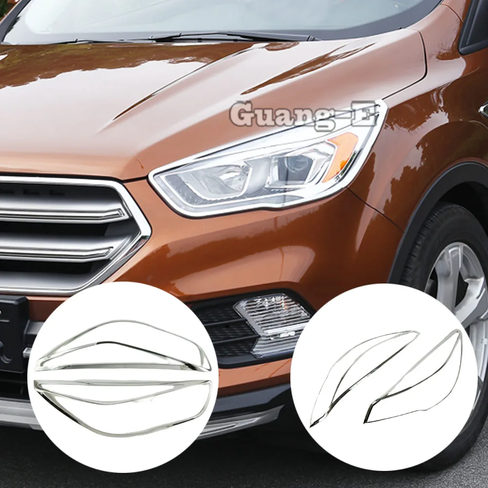 

Cover ABS Chrome Front Light Lamp Trim Frame Eyebrow Accessories For Ford Kuga Escape 2013 2014 2015 2016 2017 2018 2019 2020