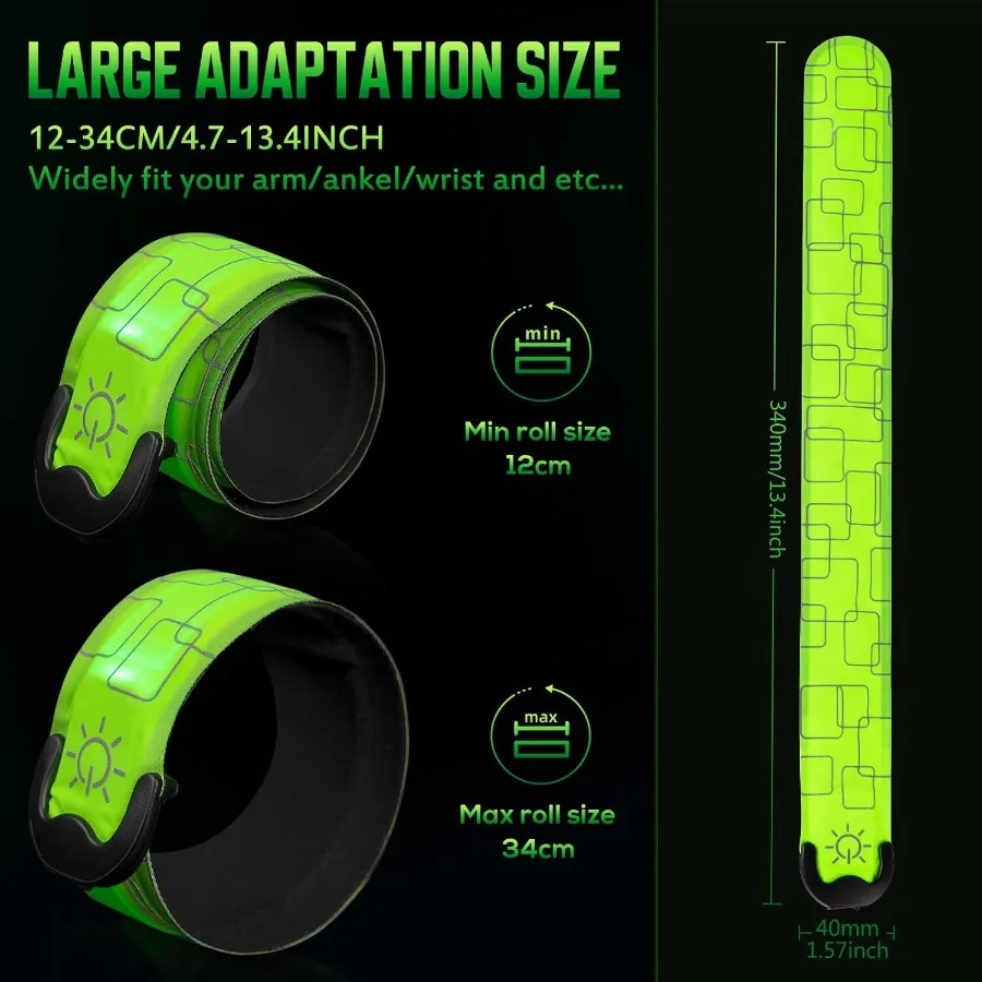 حزام ذراع LED للجري، 2 حزمة من شارات الإضاءة القابلة لإعادة الشحن، معدات الجري العاكسة عالية الوضوح للجري #3