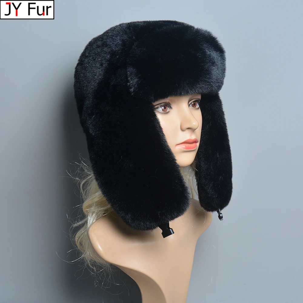 Pilot Winter Hat Outdoor Ski Russian Hat For Women\'s Ushanka Warm Trapper Cap Plaid Bomber Men Hat Faux Fur Earflap Cap