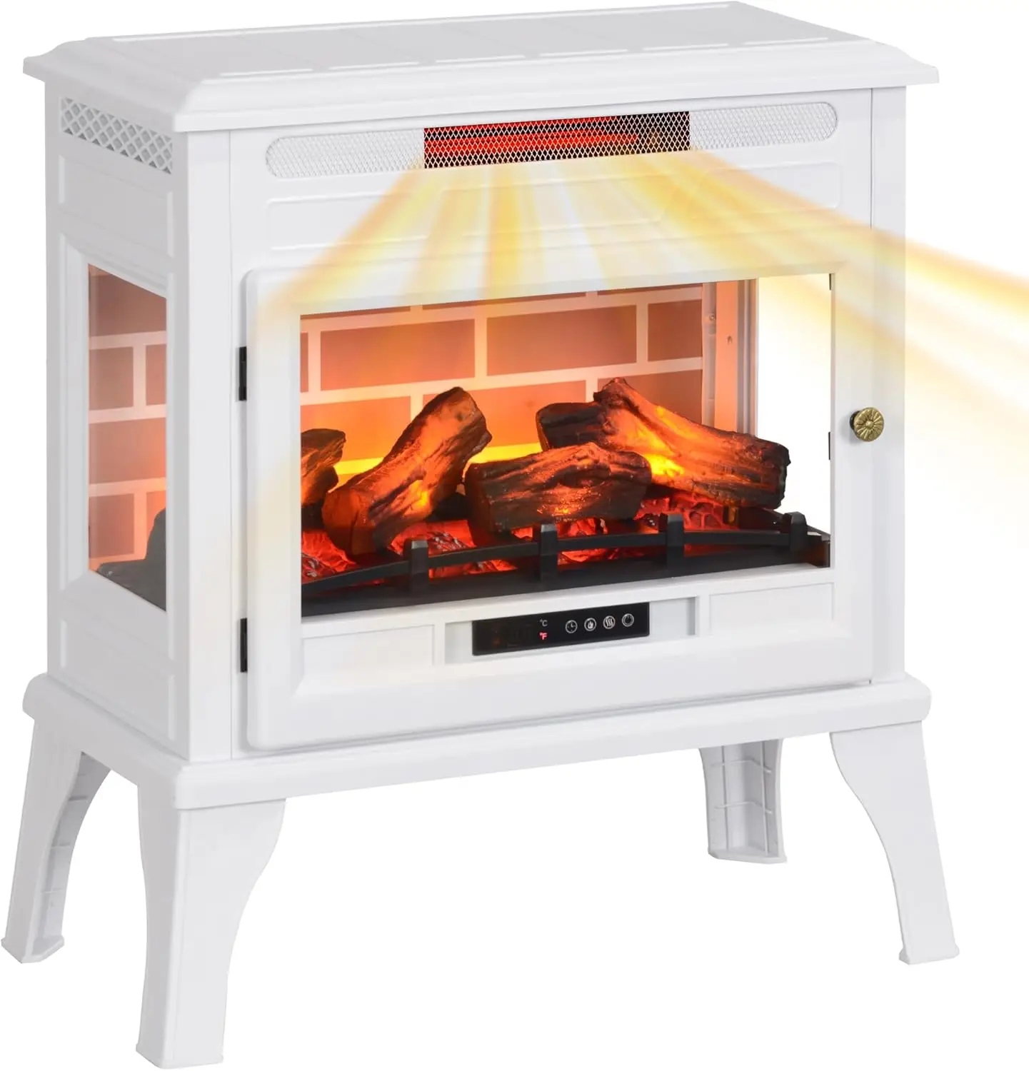 

Electric Fireplace Stove 24" Freestanding Electric Fireplace Heater with Remote Realistic 3D Flame Effect Thermostat Overheat