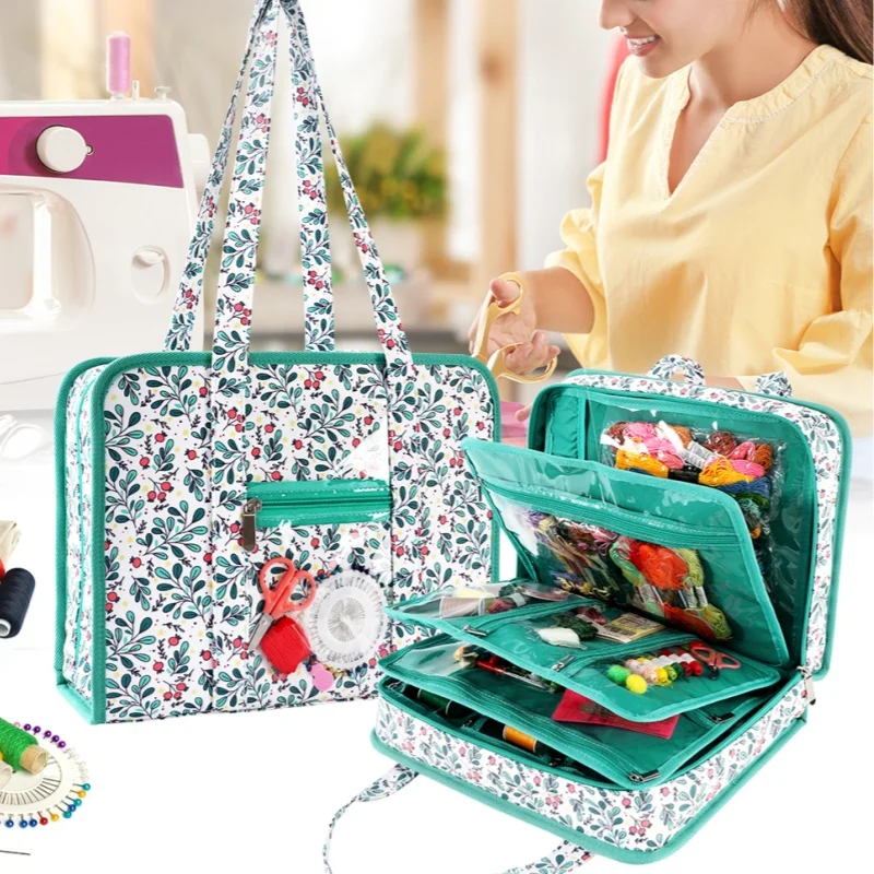 Cross Stitch Thread Storage Bag Embroidery Tools Kit Organizer Bag Multi-Layer Oxford Fabric Sewing Supplies Accessories Storage