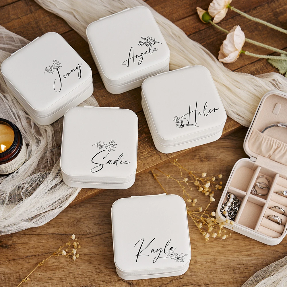 

Personalized Square Jewelry Box Travel Jewelry Case Jewelry Organizer Bridesmaid Proposal Mother's Day Gifts