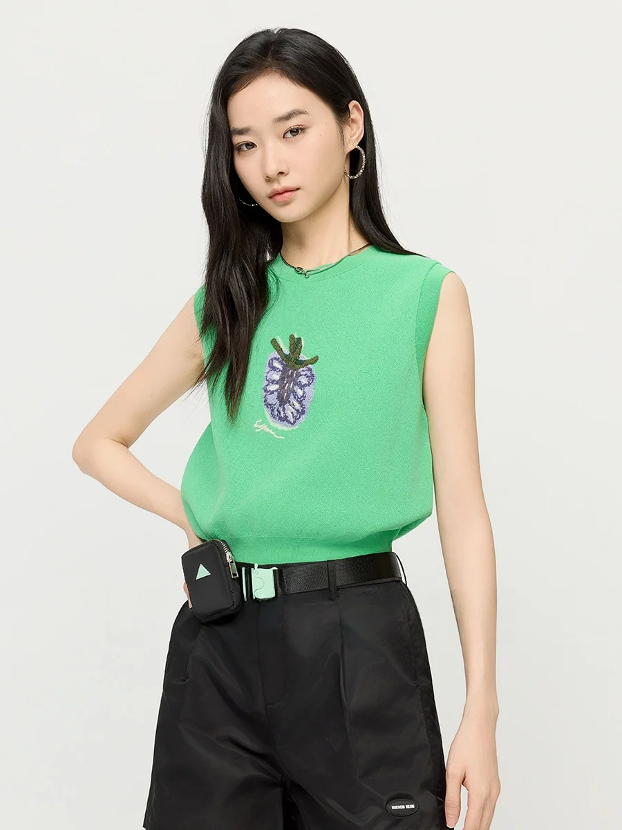 

Модный молодежный топ Sweet Youthful с круглым вырезом и 3D-вышивкой, универсальный, из смесового хлопка и нейлона, для женщин