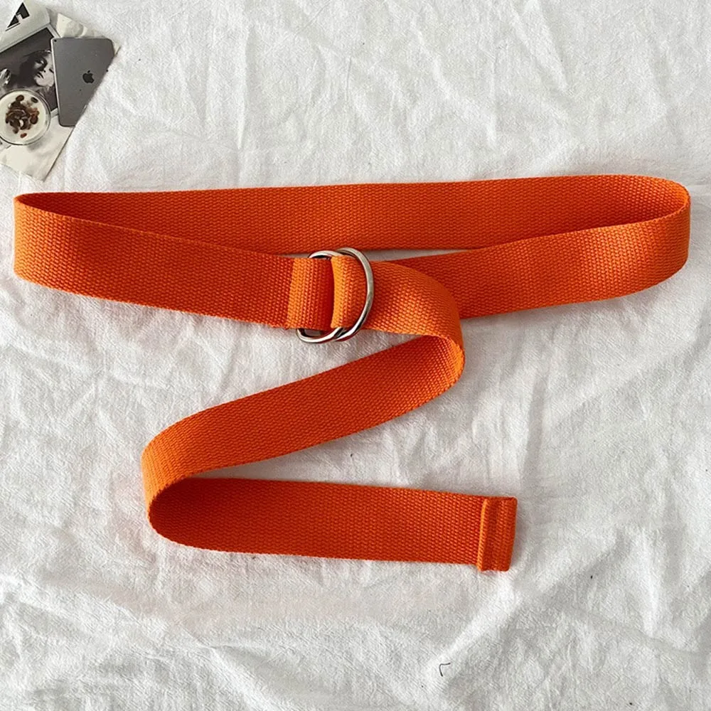 

Casual Korean Style Canvas Belt Solid Color Casual Adjustable Waistband Non-Punched Lightweight Student Belt for Jeans