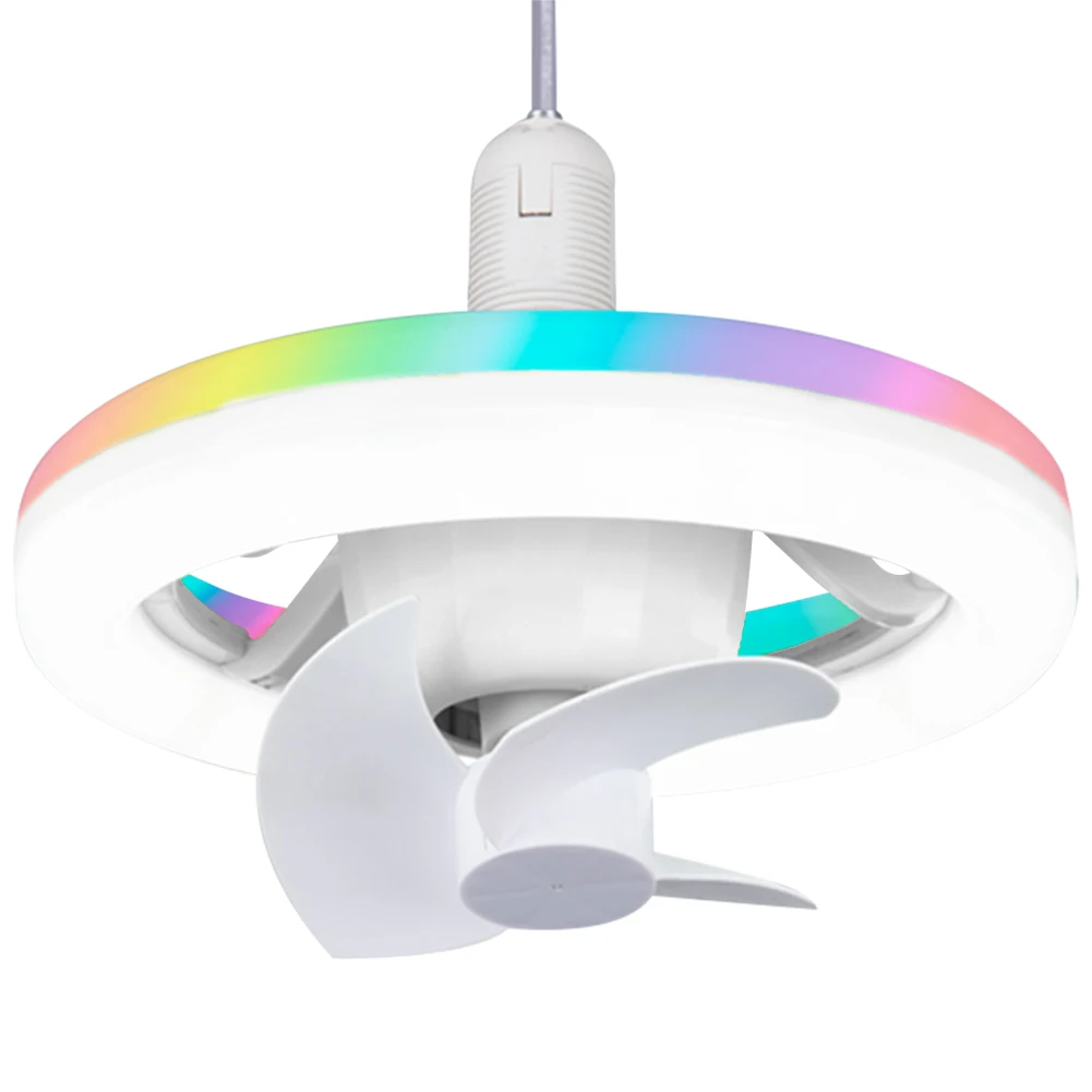 

E27 Socket Ceiling Fan with Light RGB Mode Light Socket Fan 3 Speeds Ceiling Fans with Light Bulb for Kid Bedroom Kitchen Garage