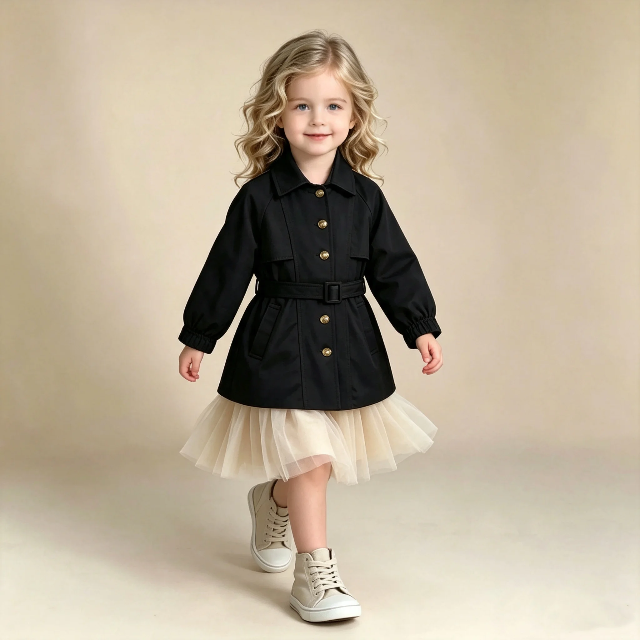 4-13 Years Teen Girls Long Trench Coats New Fashion England Style Windbreaker Jacket for Girls Spring Autumn Children's Clothing