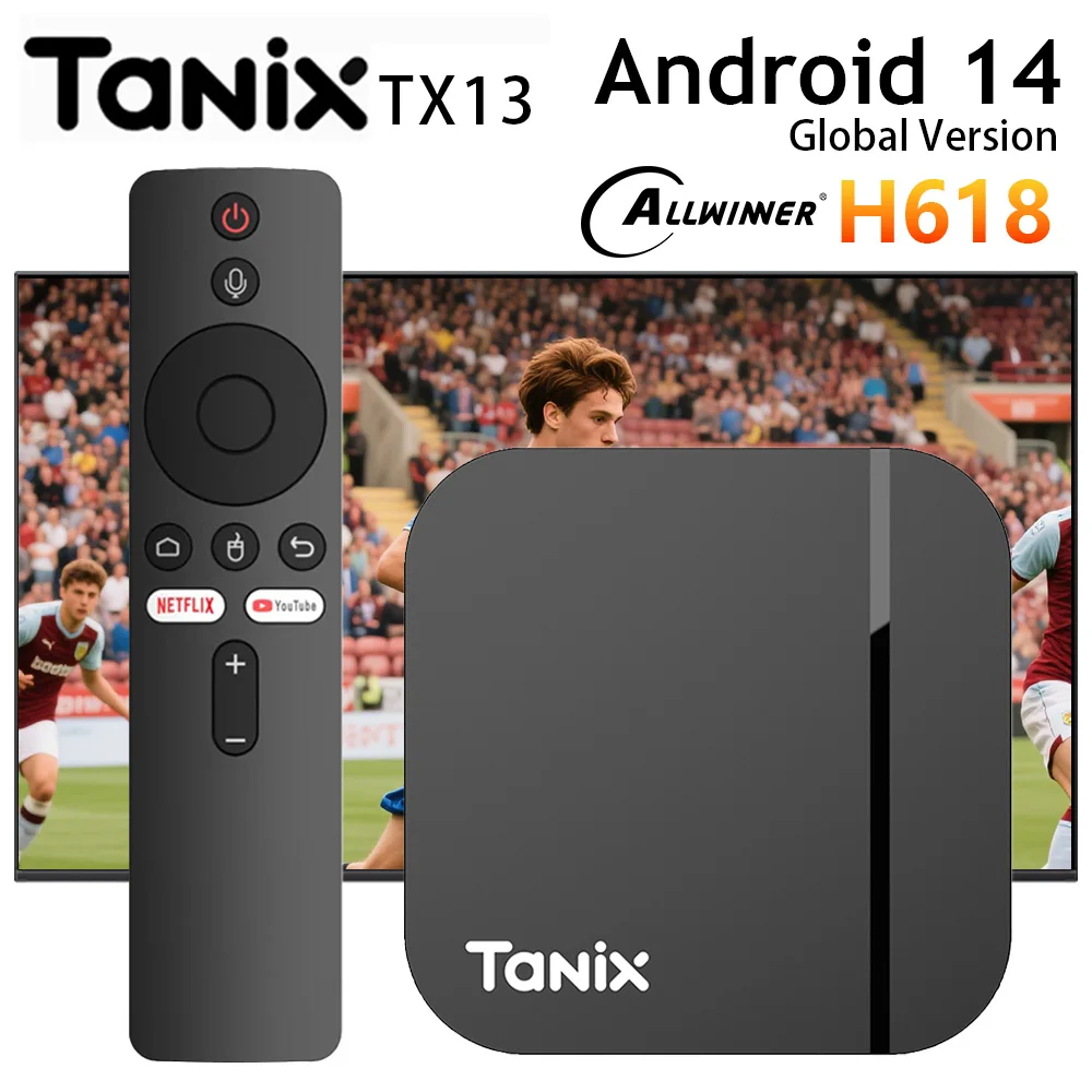

Оригинальная ТВ-приставка TANIX TX13 на Android 14.0, процессор Allwinner H618, Bluetooth, 2 ГБ ОЗУ, 16 ГБ ПЗУ, 4K HD медиаплеер с голосовым пультом