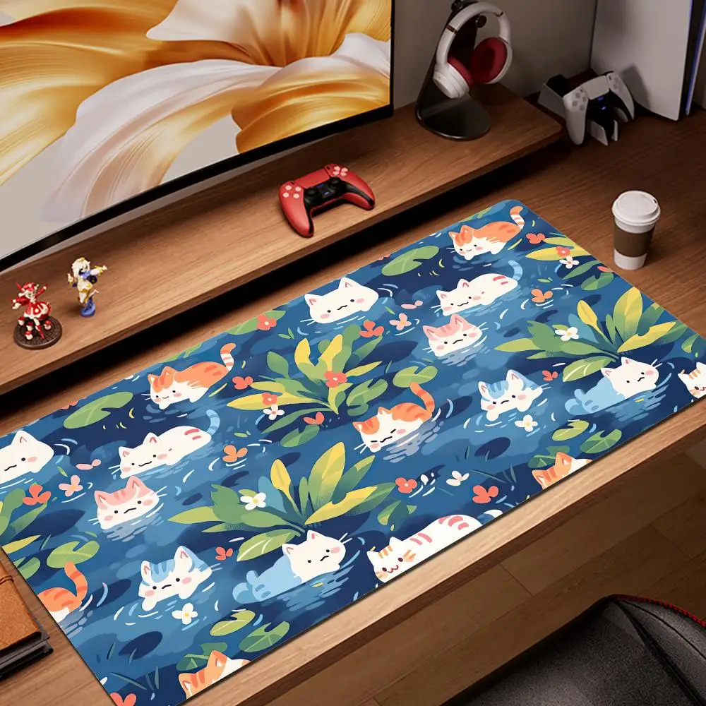 

Kawaii Cat Mouse Pad Green Seaweed Large E-Sports Office Desk Mat Keyboard Pad Non-Slip Natural Rubber Mouse Mat PC Accessories