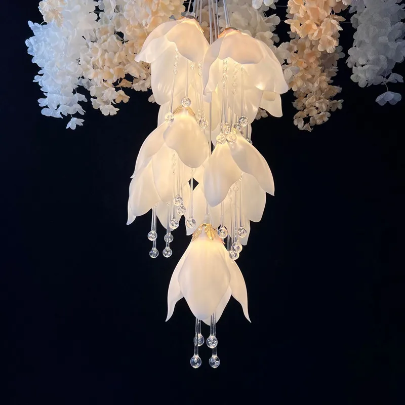 10個のマグノリアLEDハンギングオーナメント、アクリル製装飾ペンダント、ホリデーパーティー、結婚式、パーティー会場、ステージ、天井装飾用