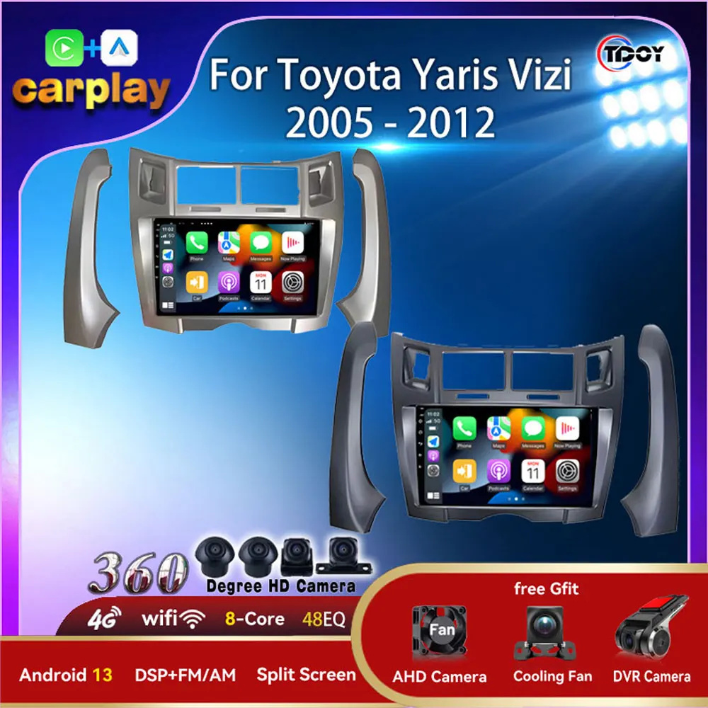 Autoradio For Toyota Yaris Vizi 2005 2006 2007 - 2012 Multimedia Player Car Radio Stereo Audio Video Stereo Carplay Android Auto