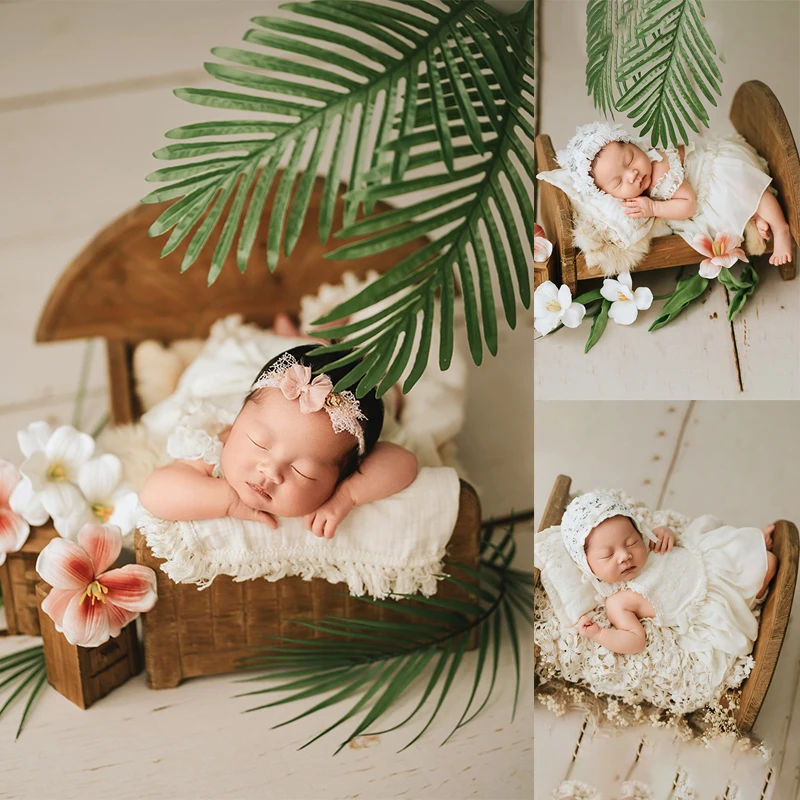 Baby Girl Photography Clothing Baby Posing Rabbit Blanket Pillow Props Newborn Photo Lace Dress Hat Set Studio Photo Accessories