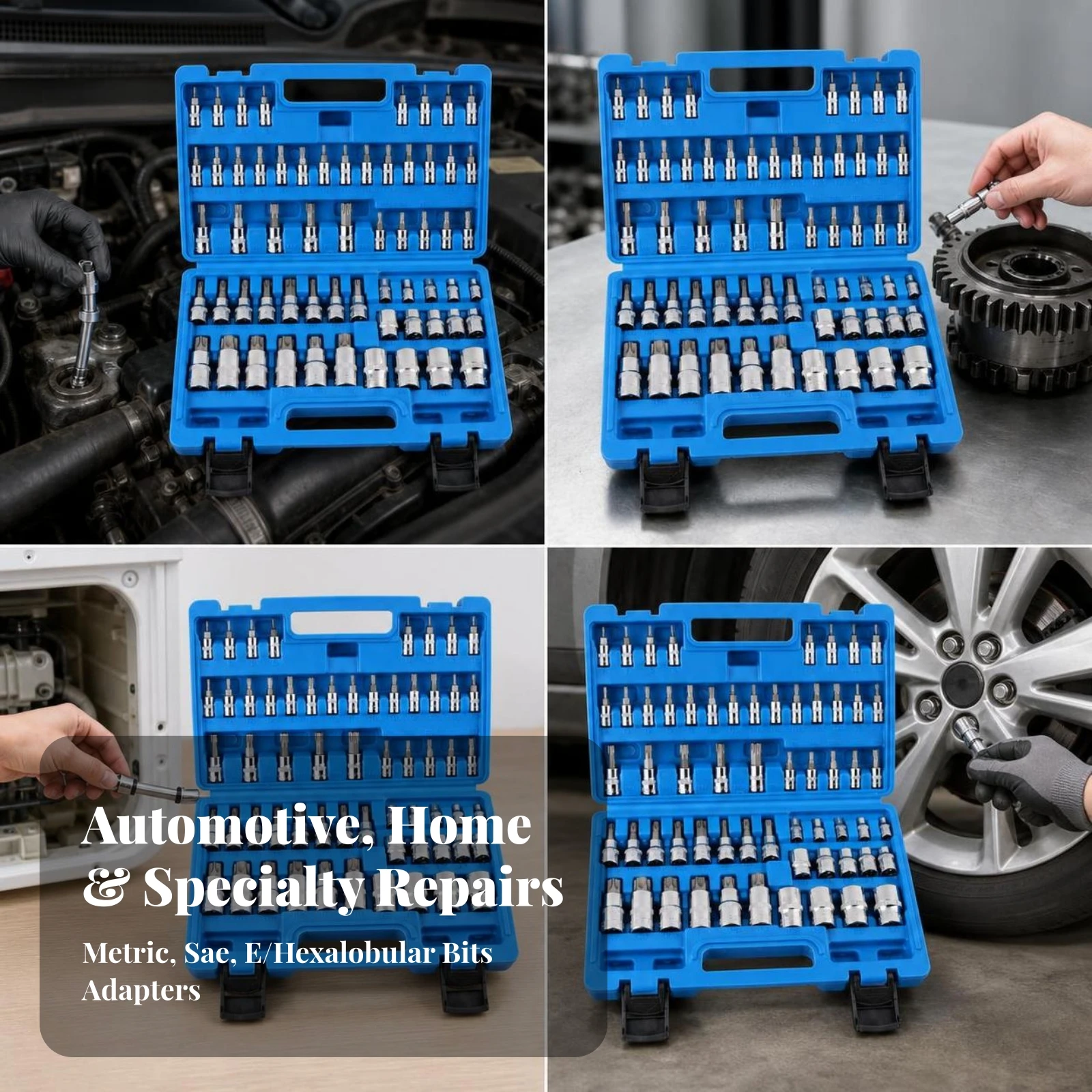 60 Pieces Star-Shaped Bit and Socket Set Heavy-Duty Star Socket Set with Case Tool Kit Chrome Vanadium Tools Drop-Forged