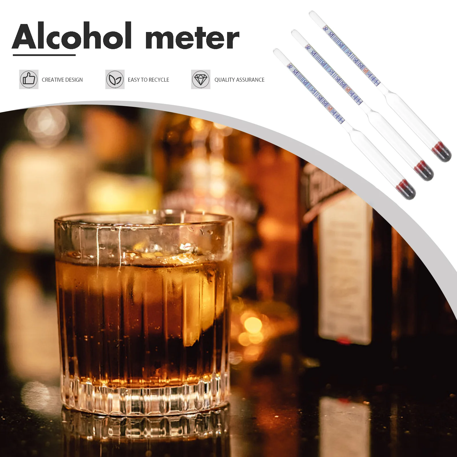 

5Pcs Alcoholmeter Glass Wine Hydrometer Triple Scale Accurate Alcohol Tester Wine Making Supplies Hydrometer for