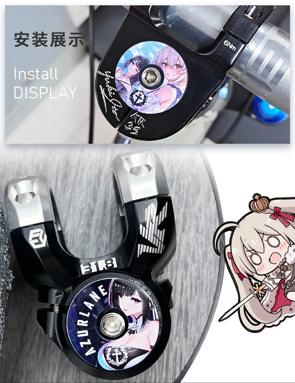 KRSEC Fahrrad Aluminiumlegierung Steuersatzkappe Anime-Stil Vorbaukappe Rennrad MTB Fahrrad Vorbau Zubehör Steuersatz-Deckel – Detail 8