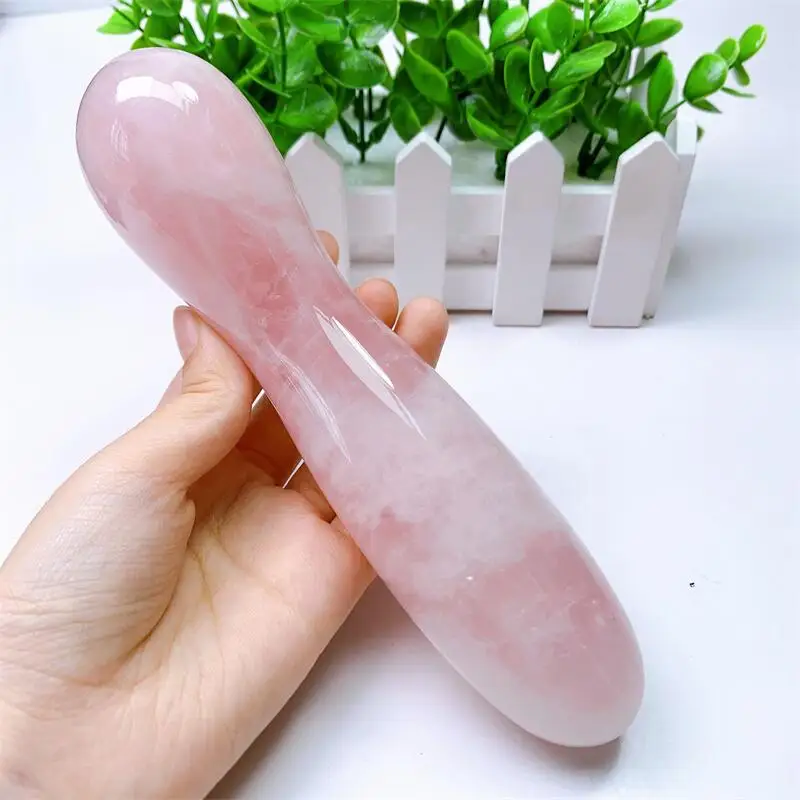 17cm Large Size Natural Rose Quartz Crystal Massage Penis Wand Reiki Gemstone Yoni for Women Health Smooth Polished Gifts