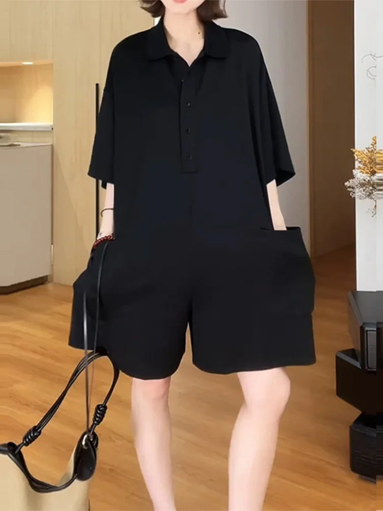 

Slimming Pure Color Loose One-Piece Summer Dress plus Size Women's Clothing Versatile Midi Length Jumpsuit Elegant Fashionable