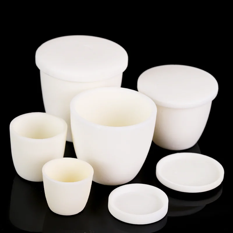 99% Aluminiumoxid-Bogenkorund-Tiegel mit Außenschnallenverschluss 3-1500ml 1750 ℃ Hitzebeständiger Labor-Tiegel zum Aschen und Schmelzen von Proben – Detail 6