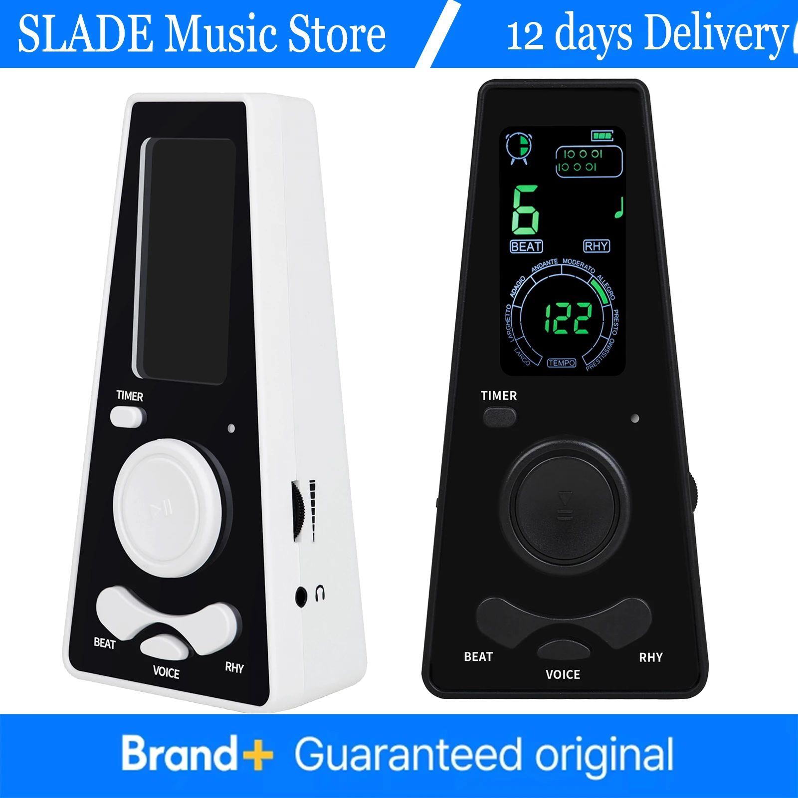 

Цифровой метроном для музыкантов: для фортепиано, скрипки, гитары. Регулировка громкости, темпа, скорости. Метроном-колокольчик для гитары.