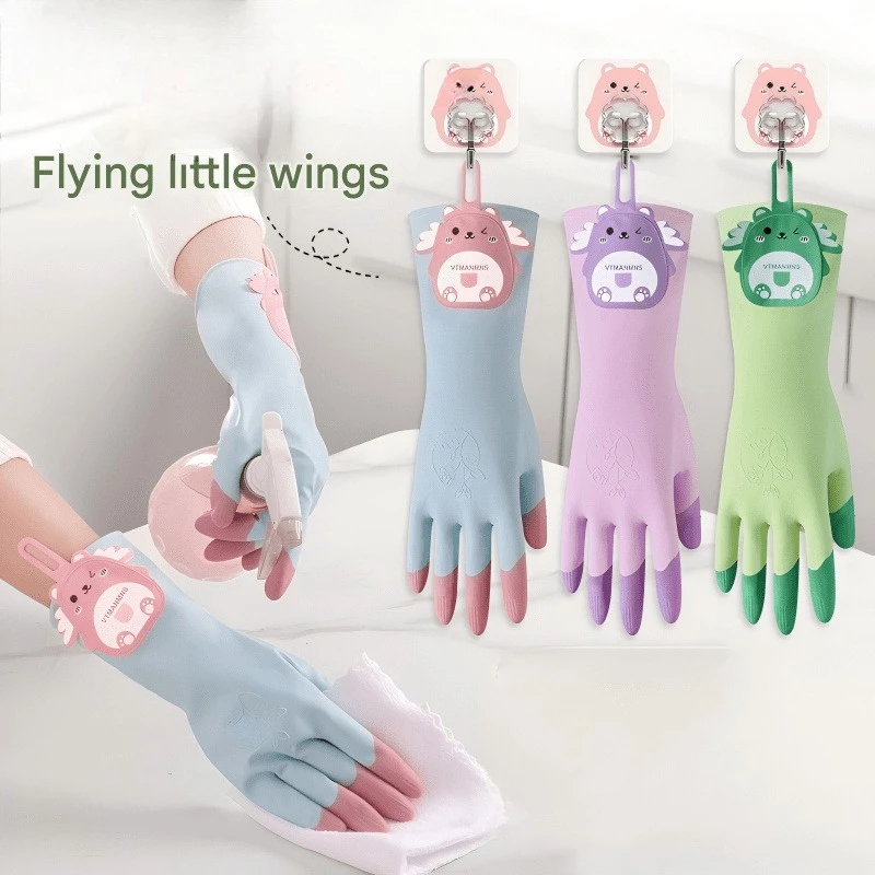 1-Pair Reusable Household Gloves-Rubber Suitable for Dishwashing, Laundry & Multi- Cleaning,Hangable Gloves,Multi-Color Options