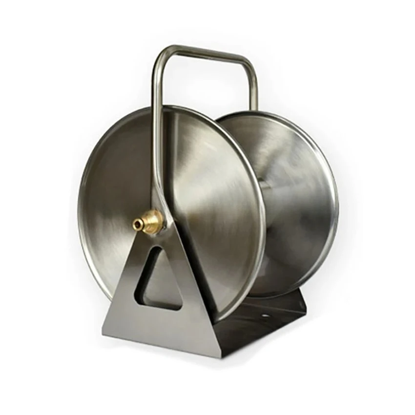 Wall Mount Portable Water Hose Reel Heavy-Duty Stainless Steel Garden Irrigation Systems Holder Hose Car Wash Pipe Rack