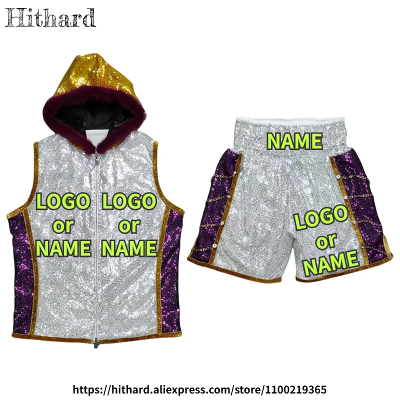 

Professional Muay Thai Boxing Shorts Top Jacket Gown Set Custom Men Women Kids Gym MMA Kickboxing Training Trousers Robe Outfit