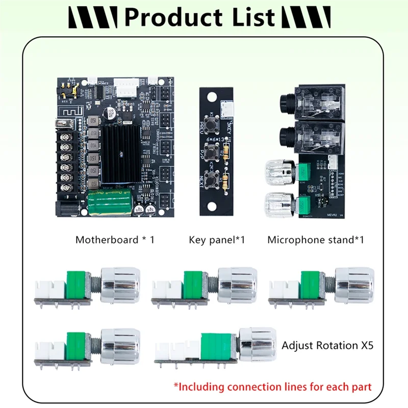 AA60-ZK-MT21S 리드 타입 KTV 마이크 및 오디오 기기 2.1 채널 블루투스 앰프 보드 50+50+100W