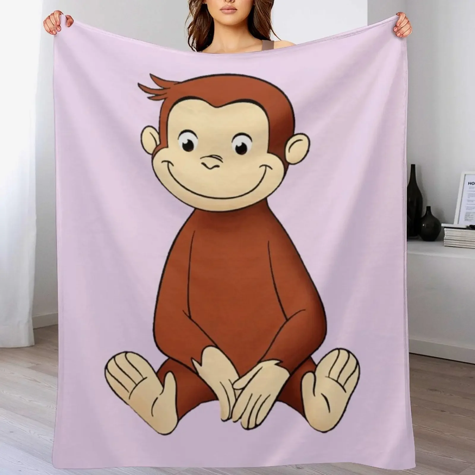 

monkey curious george Throw Blanket Cozy Sofa Blanket for TV Watching Napping