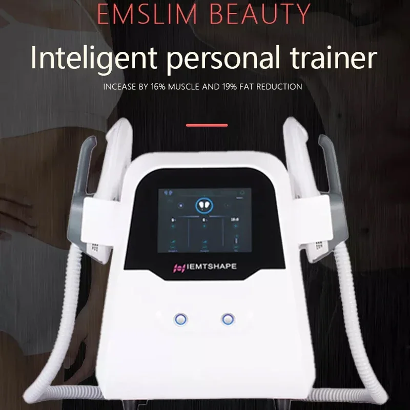 Portable Muscle Stimulator Ems Electromagnetic 2 Handles Fat Reduction Body Contouring Beauty Machine Effective Slimming Device