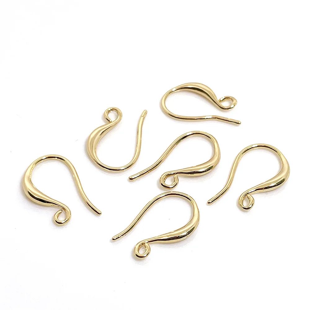 50Pcs Raw Brass Earring Hook French Ear Wires Fishhook Hoop with Loop for DIY Jewelry Earring Making Repairing 8x18mm